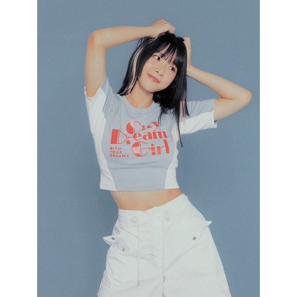 나무13 배색 크롭 티셔츠 (블루)