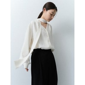 TFS TUCKED SCARF BLOUSE_2COLORS