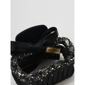 Leather Jewel Square Hair Claw Clip_Black
