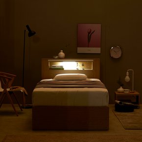 마린 LED조명 콘센트 4단서랍형 수납 슈퍼싱글 퀸 침대프레임+포켓 매트리스