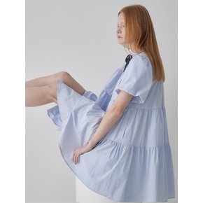 Collar Button down Cancan Dress - Blue