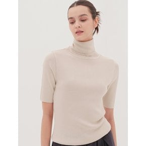 Turtle Neck Ribbed Knit _Beige