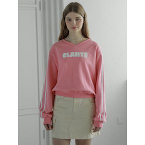 Lossy  Line Point V-Neck Sweatshirt_pink