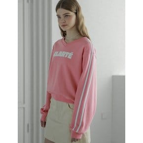 Lossy  Line Point V-Neck Sweatshirt_pink