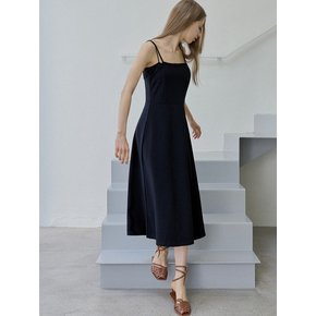 Navy Sleeveless A-line Long Dress - NAVY