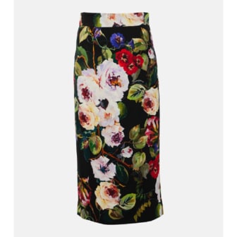  24 FW Dolce앤Gabbana Rose Garden 샤르무즈 미디 스커트 TP551342125