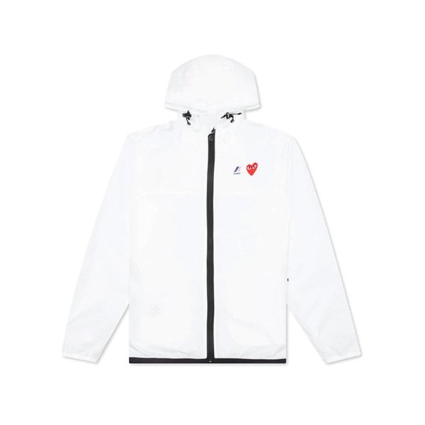 25FW 여성 X K-WAY 레드 와펜 바람막이 자켓 화이트 AZ-J501-051-3