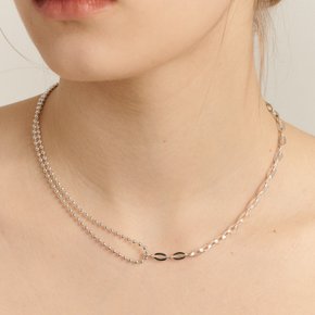 [In518]Unbal Big Oval Silver Necklace