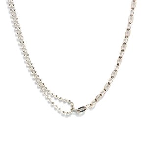 [In518]Unbal Big Oval Silver Necklace