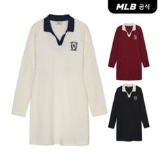 [코리아공식] [MLB] 여성 오픈카라 바시티 슬림핏 원피스 (3 COLOR)