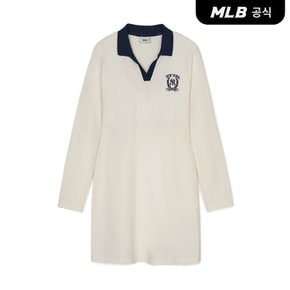 [코리아공식] [MLB] 여성 오픈카라 바시티 슬림핏 원피스 (3 COLOR)