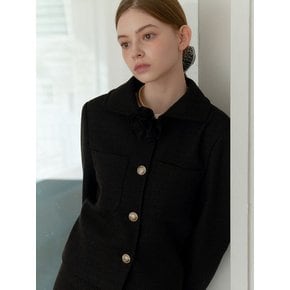 ROSE CORSAGE CLASSIC TWEED JACKET_BLACK