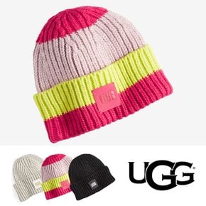 미국 어그 UGG 여성 청키 골지 니트 비니 로고패치 모자