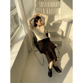 See-through Boat Neck Knit_Beige