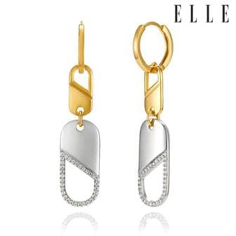 엘르주얼리 Urban 14K 콤비 드롭 원터치 귀걸이 (gold pin) ELGPEE391