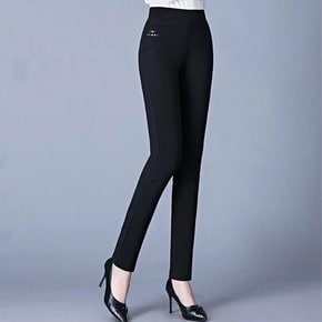 슬랙스 팬츠 긴바지 빅사이즈 여성 하이웨스트 스판 허리밴딩바지