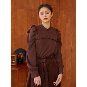 ribbon callar blouse (brown)