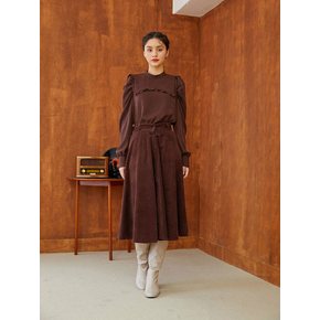 ribbon callar blouse (brown)