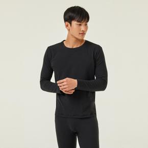 *정상가 25,900원*남 JAJU HEAT_코튼 라운드넥 긴팔 티셔츠_BLACK