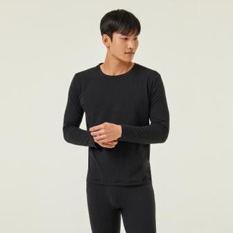 JAJU *정상가 25,900원*남 JAJU HEAT_코튼 라운드넥 긴팔 티셔츠_BLACK