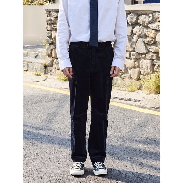 코듀로이 와이드 셋업 팬츠 (클래식핏) (네이비)