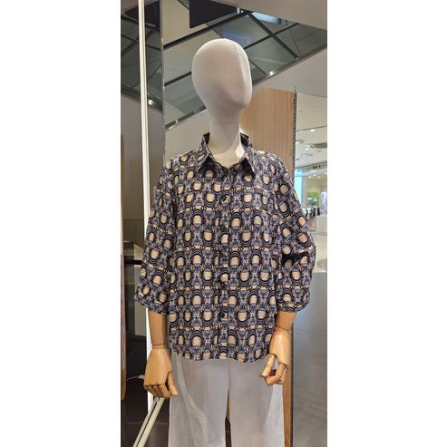 로프나인 칠부소매 카라 블라우스 M25202189