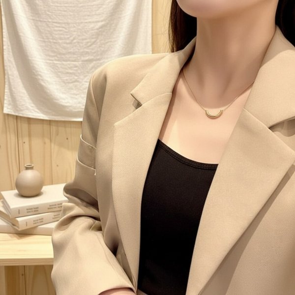 [옷자락] 여성 데일리 세련된 포인트 골드 목걸이