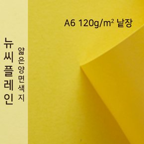 종이문화 뉴씨플레인 얇은 양면색상지 120g A6 No.06 연노랑색 낱장 1매 색지