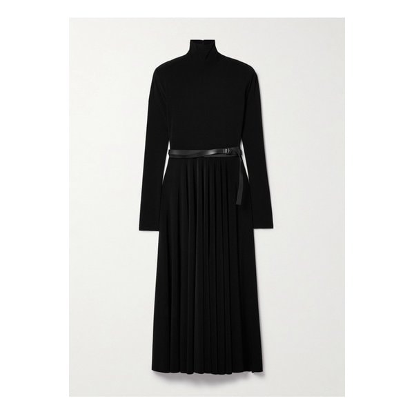 노마카말리 벨트 스트레치 저지 터틀넥 미디 드레스 블랙 1647597343696948