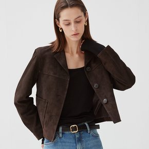 Italian suede Three Button JK_Dark Brown