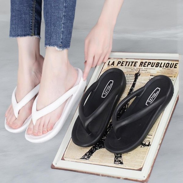 [옷자락] 여자 물놀이 화이트 물빠짐 샌들 플립플랍 쪼리