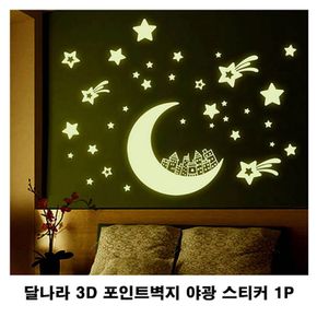 달나라 3D 포인트벽지 야광 스티커 1P 인테리어 장식