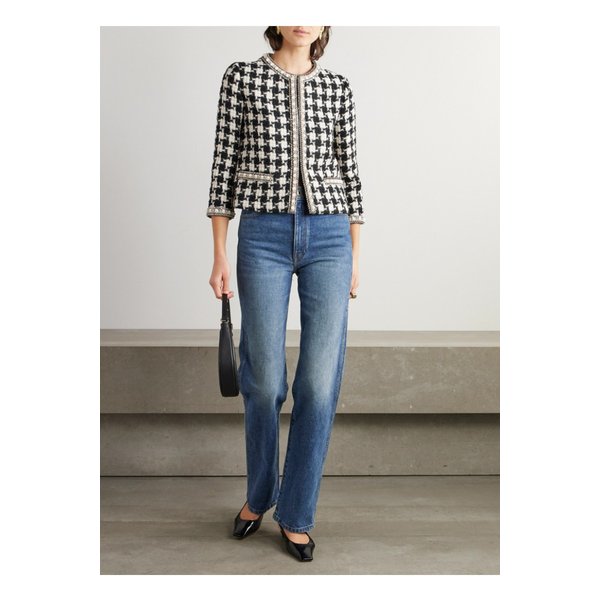 장식 체크 트위드 재킷 블랙 1647597350346229