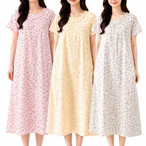 2장세트 제이케이 여성 여름 인견 엠보 반팔원피스 빅사이즈 원피스 여성 잠옷 홈웨어