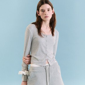 NUBASIC U-NECK CARDIGAN GRAY