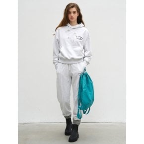 FRENCH CROP HOODY - MELANGE GREY