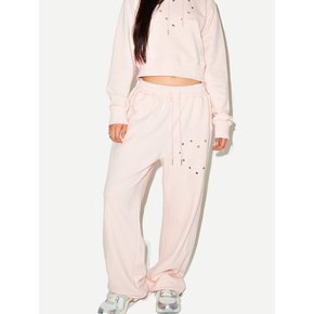 HEART EYELET SWEAT PANTS (PINK)