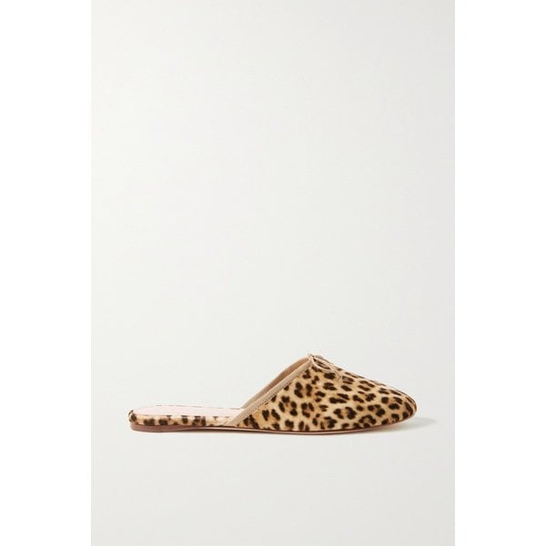 로플러 랜달 리본 장식 레오파드 벨벳 뮬 13452677152422742