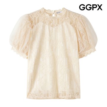 GGPX 퍼프 소매 로맨틱 레이스 블라우스 (GP7SH052F)