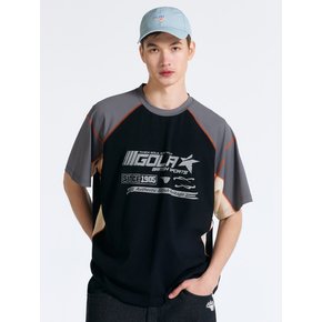 MOTOCYCLE STITCH BLOCK T-SHIRTS [BLACK]