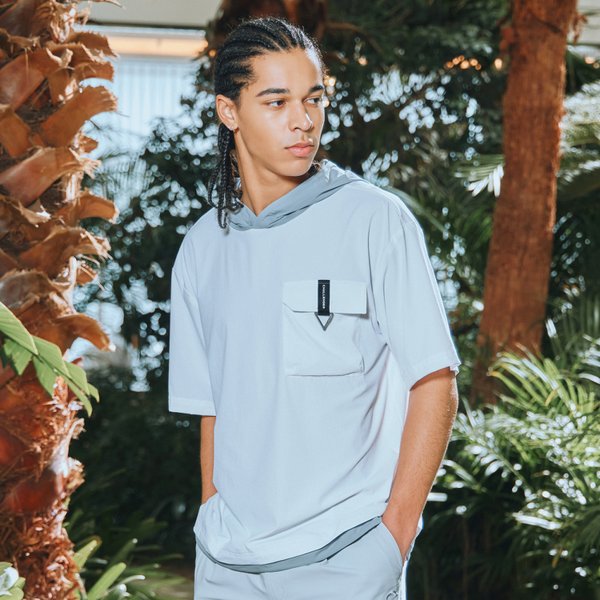 [부산점] 아트웍포인트 용출립스탑 남성 후디 반팔 우븐탑 화이트_CHD2MWT0213WH