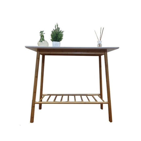 대나무 콘솔테이블 90x75cm 화장대 사이드테이블 화분선반 협탁 슬림테이블