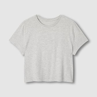 JAJU 여 레이온 스트레치 크롭 반팔 라운지 티셔츠 J206201072008