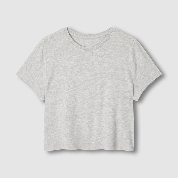 여 레이온 스트레치 크롭 반팔 라운지 티셔츠 J206201072008