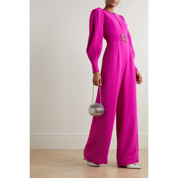 앤드류 지엔 장식 벨티드 크레이프 점프수트 푸시아 1647597285627146
