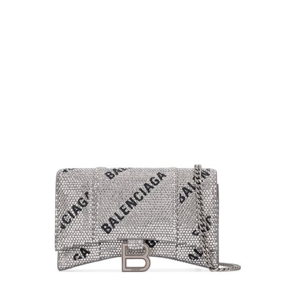 [해외배송] BALENCIAGA HOURGLASS 로고 스트라스 체인 지갑 None B0060321076