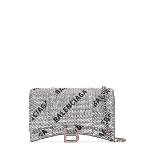 [해외배송] BALENCIAGA HOURGLASS 로고 스트라스 체인 지갑 None B0060321076