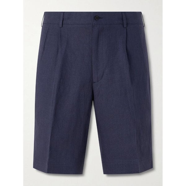 루비나찌 스트레이트 레그 플리츠 리넨 쇼츠 46376663163091830