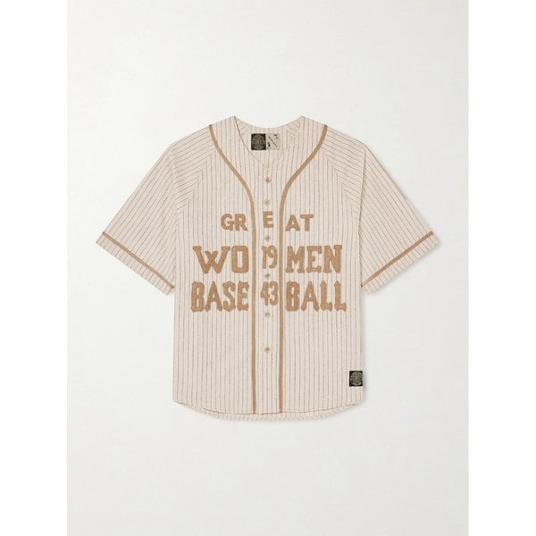 오버사이즈 스트라이프 아플리케 울 블렌드 셔츠 46376663162925241