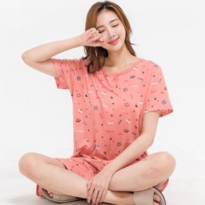 크라운 남녀 커플 반팔 상하잠옷 실내복 파자마 홈웨어 이지웨어
